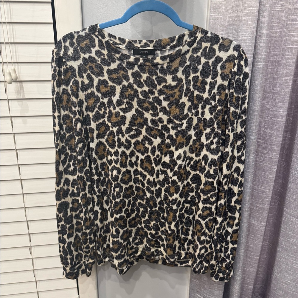J.Crew cozy long sleeve leopard print shirt
